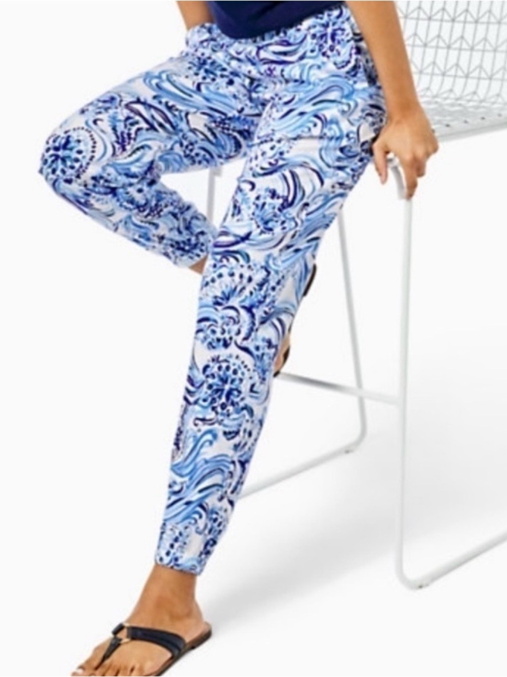 Lilly Pulitzer Rici Stretch Pant - Size S - Resort White Don't Be Jelly
